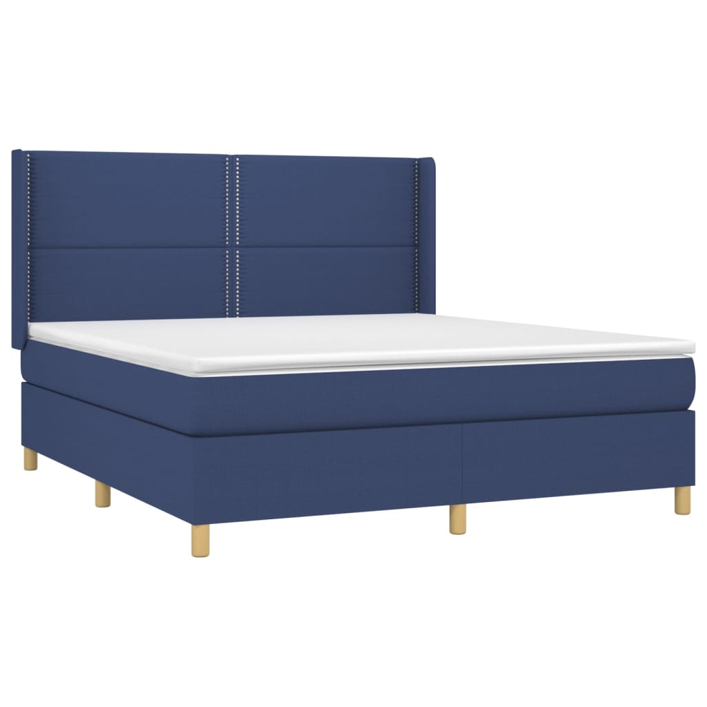 vidaXL Cama box spring c/ colchão e LED 160x200 cm tecido azul