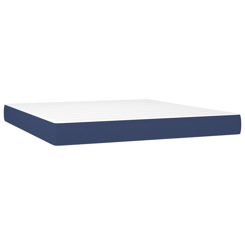 vidaXL Cama box spring c/ colchão e LED 160x200 cm tecido azul