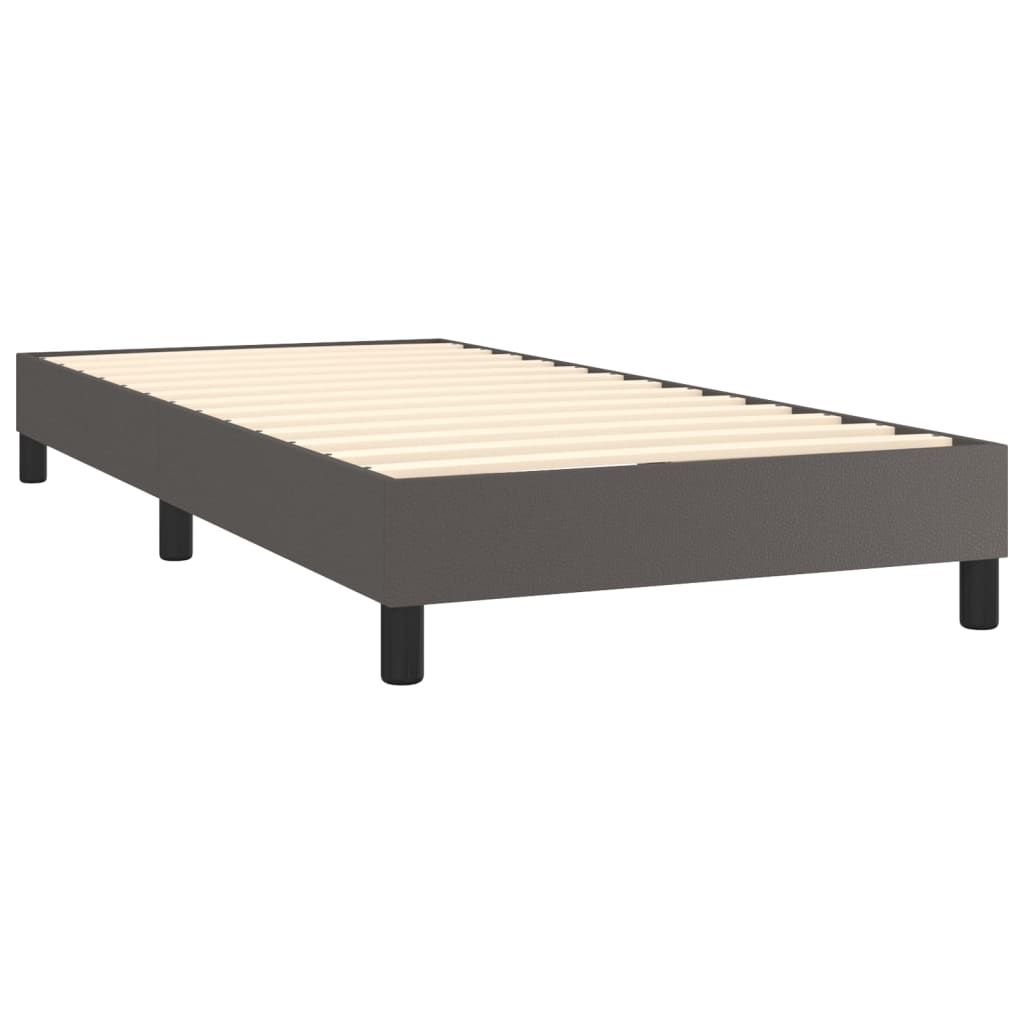 vidaXL Cama com molas/colchão 90x190 cm couro artificial cinzento