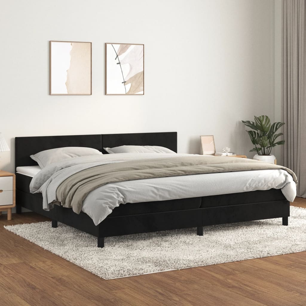 vidaXL Cama com molas/colchão 200x200 cm veludo preto