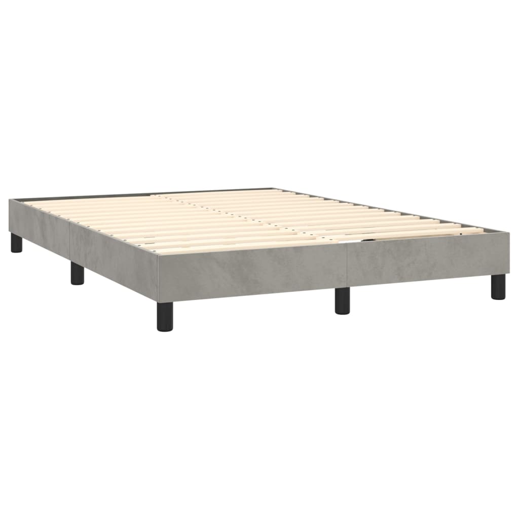 vidaXL Cama com molas/colchão 140x200 cm veludo cinzento-claro