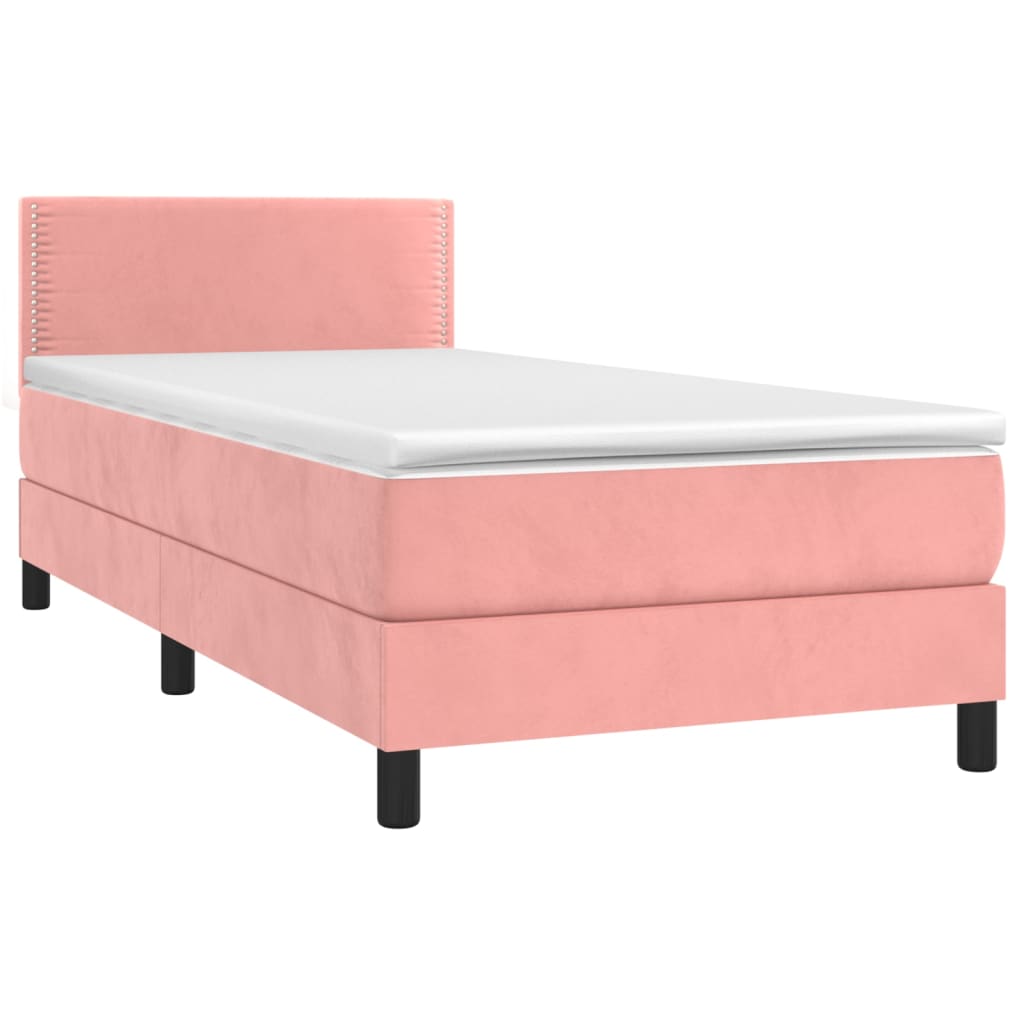 vidaXL Cama com molas/colchão 90x200 cm veludo rosa