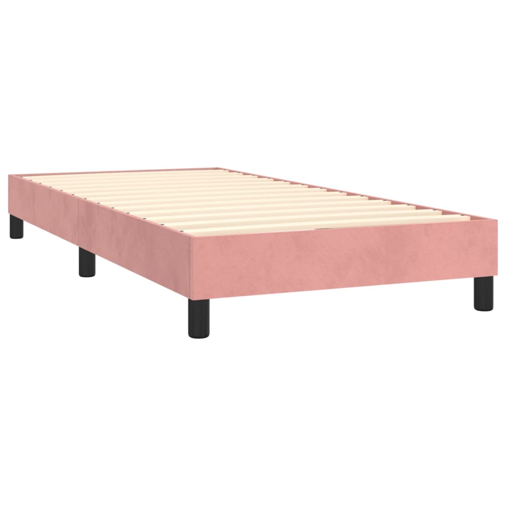 vidaXL Cama com molas/colchão 90x200 cm veludo rosa