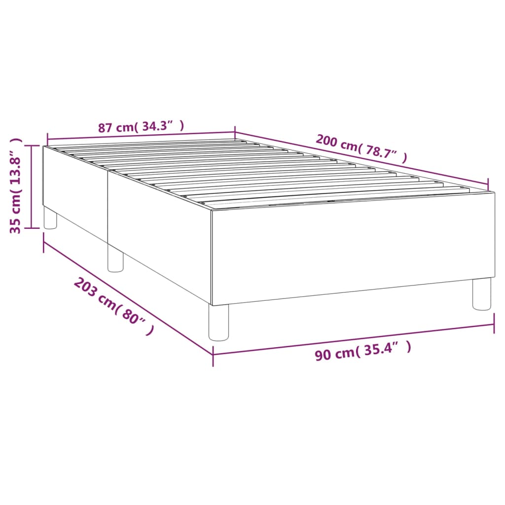 vidaXL Estrutura de cama com molas 90x200 cm tecido castanho-escuro