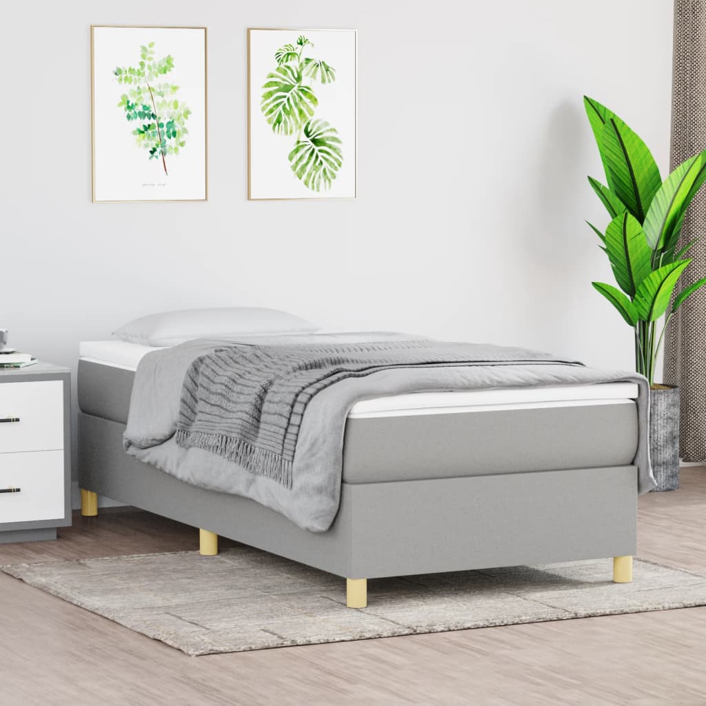 vidaXL Estrutura de cama com molas 80x200 cm tecido cinza-claro