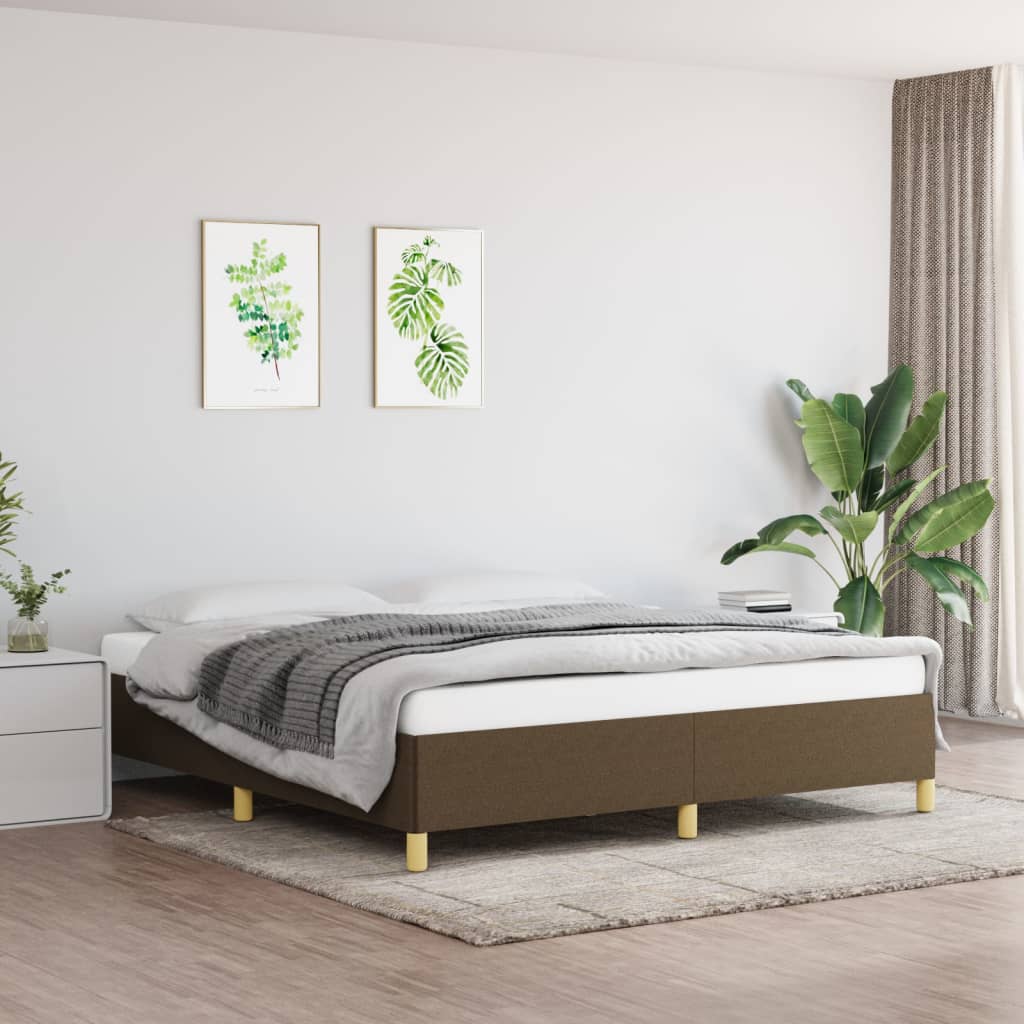 vidaXL Estrutura de cama 160x200 cm tecido castanho-escuro