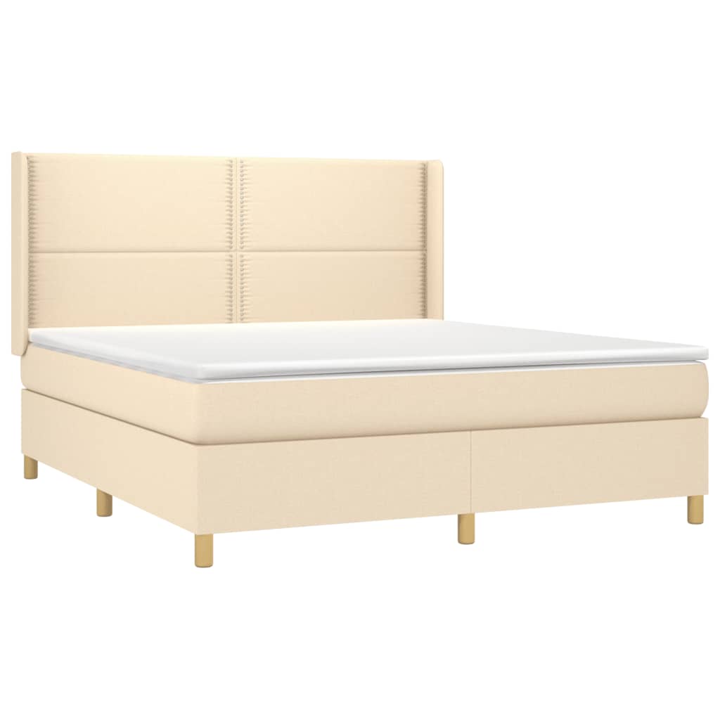 vidaXL Cama box spring c/ colchão e LED 180x200 cm tecido cor creme