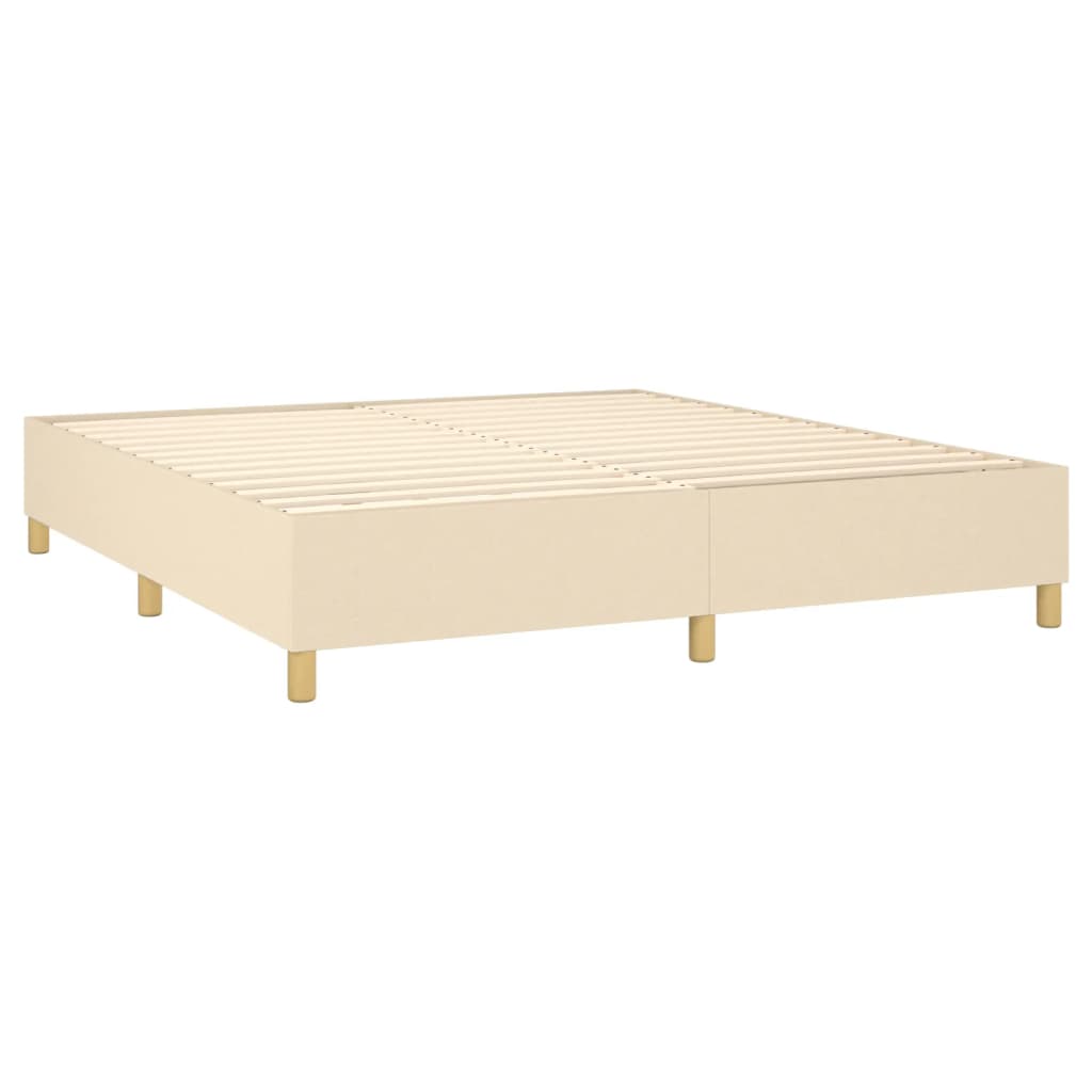 vidaXL Cama box spring c/ colchão e LED 180x200 cm tecido cor creme