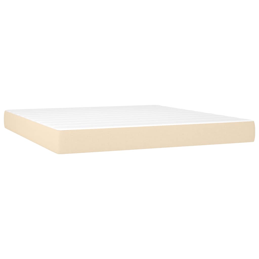 vidaXL Cama box spring c/ colchão e LED 180x200 cm tecido cor creme