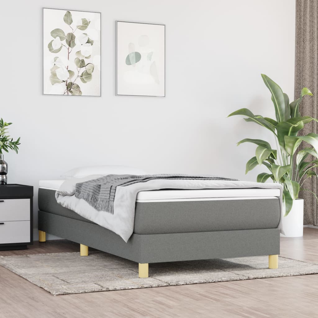 vidaXL Estrutura de cama 100x200 cm tecido cinzento-escuro