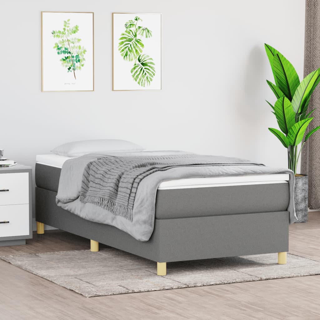 vidaXL Estrutura de cama 90x200 cm tecido cinzento-escuro