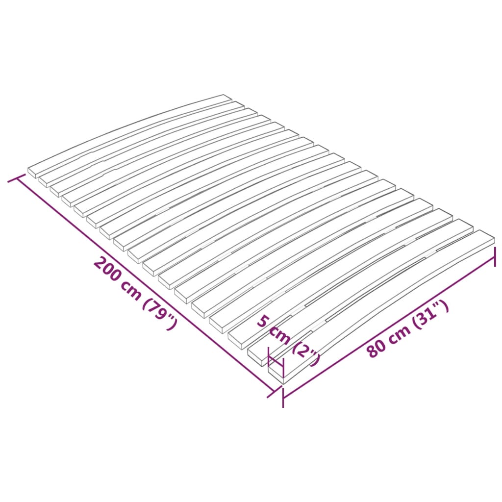 vidaXL Estrado de ripas com 17 ripas 80x200 cm