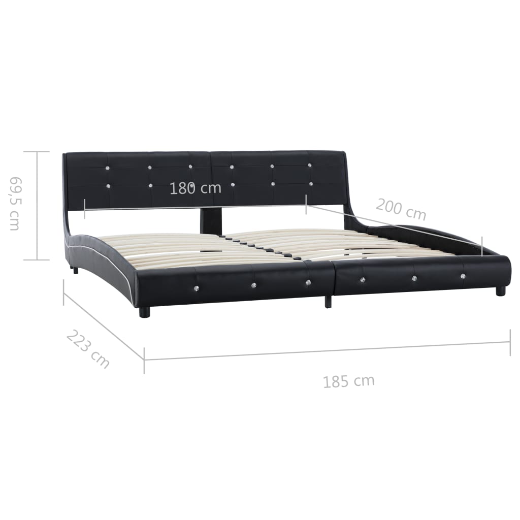 vidaXL Estrutura de cama 180x200 cm couro artificial preto