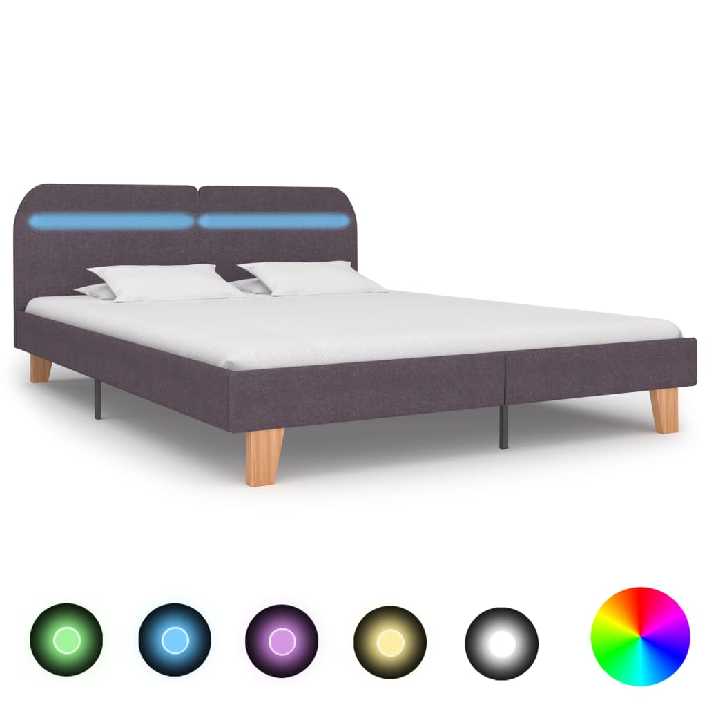 vidaXL Estrutura cama c/ LEDs em tecido 180x200cm cinzento-acastanhado