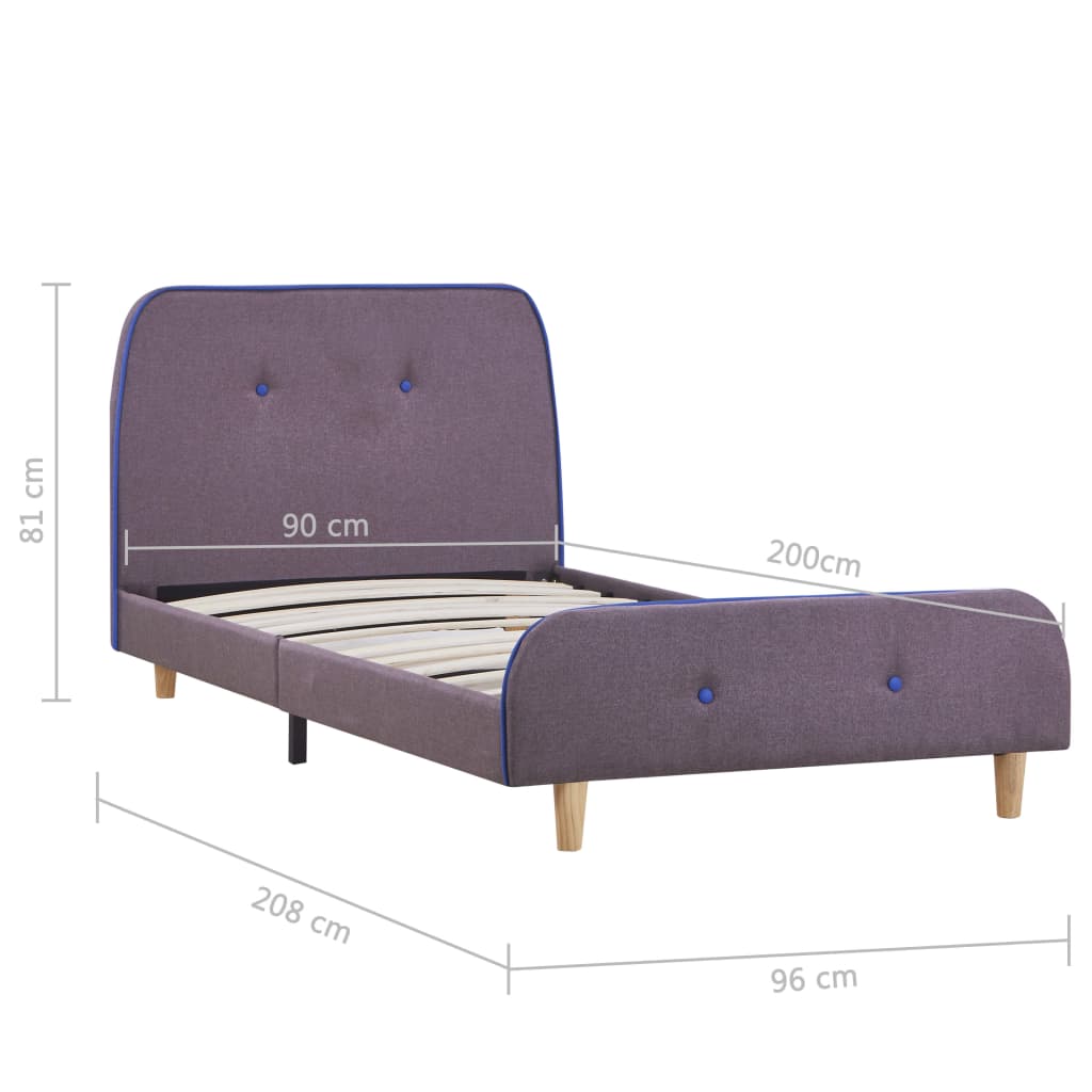 vidaXL Estrutura de cama 90x200 cm tecido cinzento-acastanhado