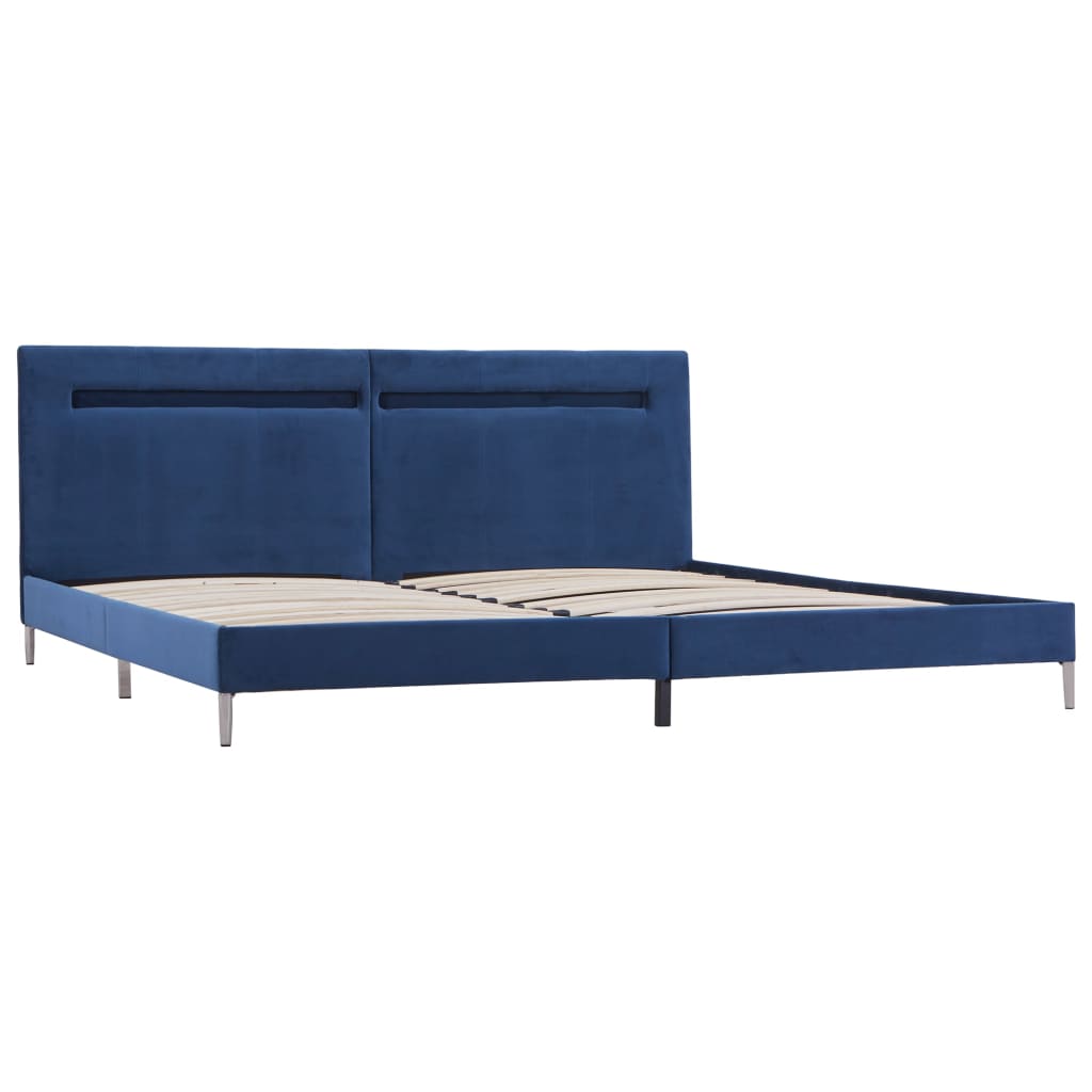 vidaXL Estrutura de cama com LED 160x200 cm tecido azul