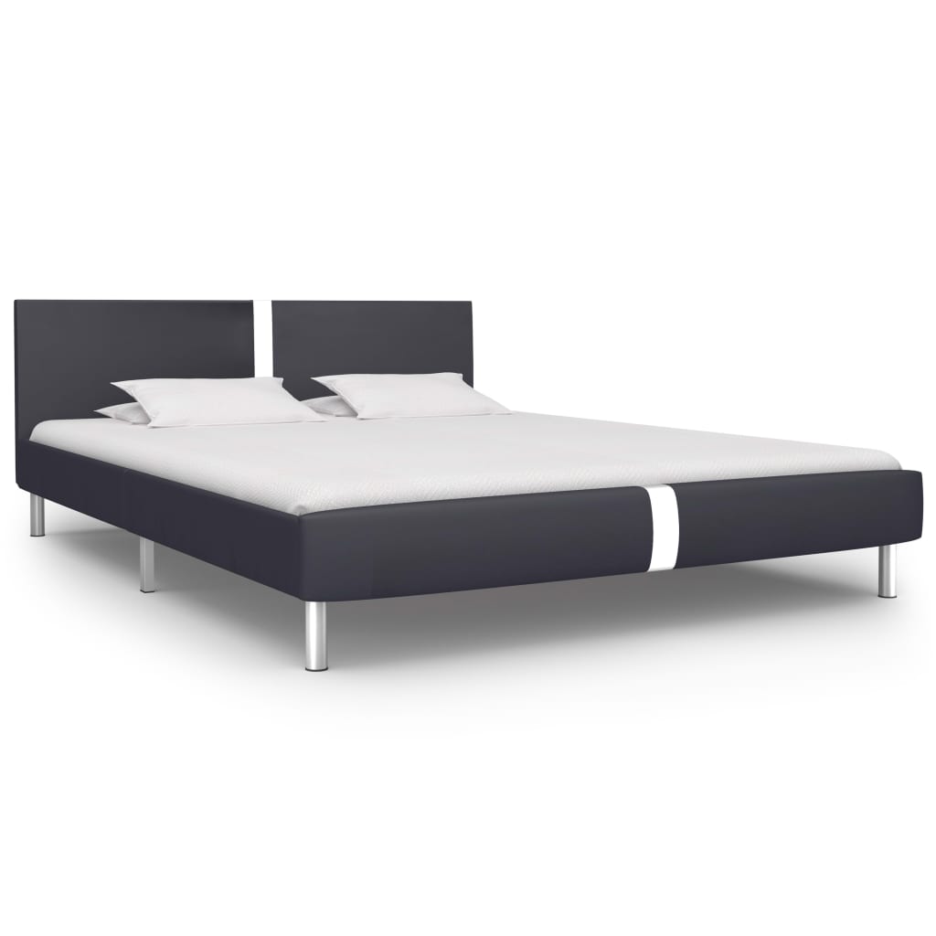 vidaXL Estrutura de cama 120x200 cm couro artificial preto