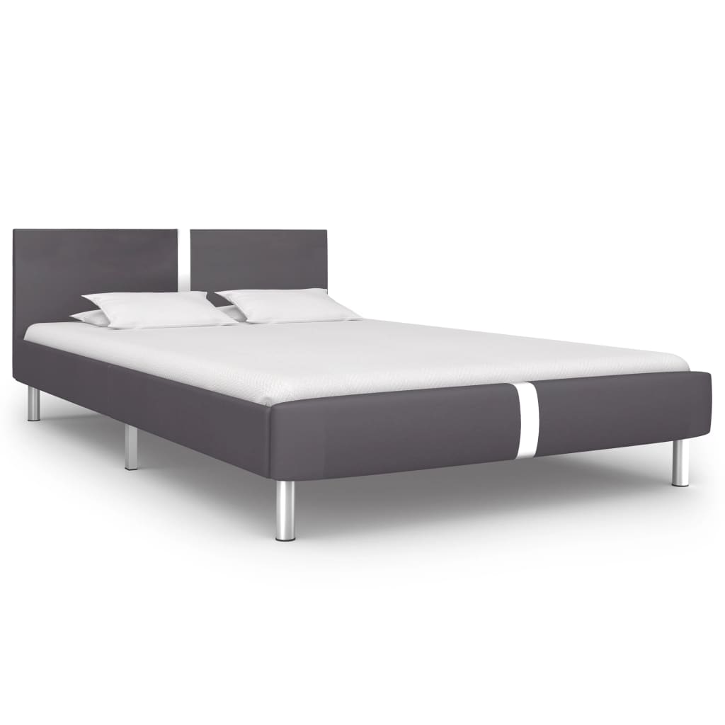 vidaXL Estrutura de cama 140x200 cm couro artificial cinzento