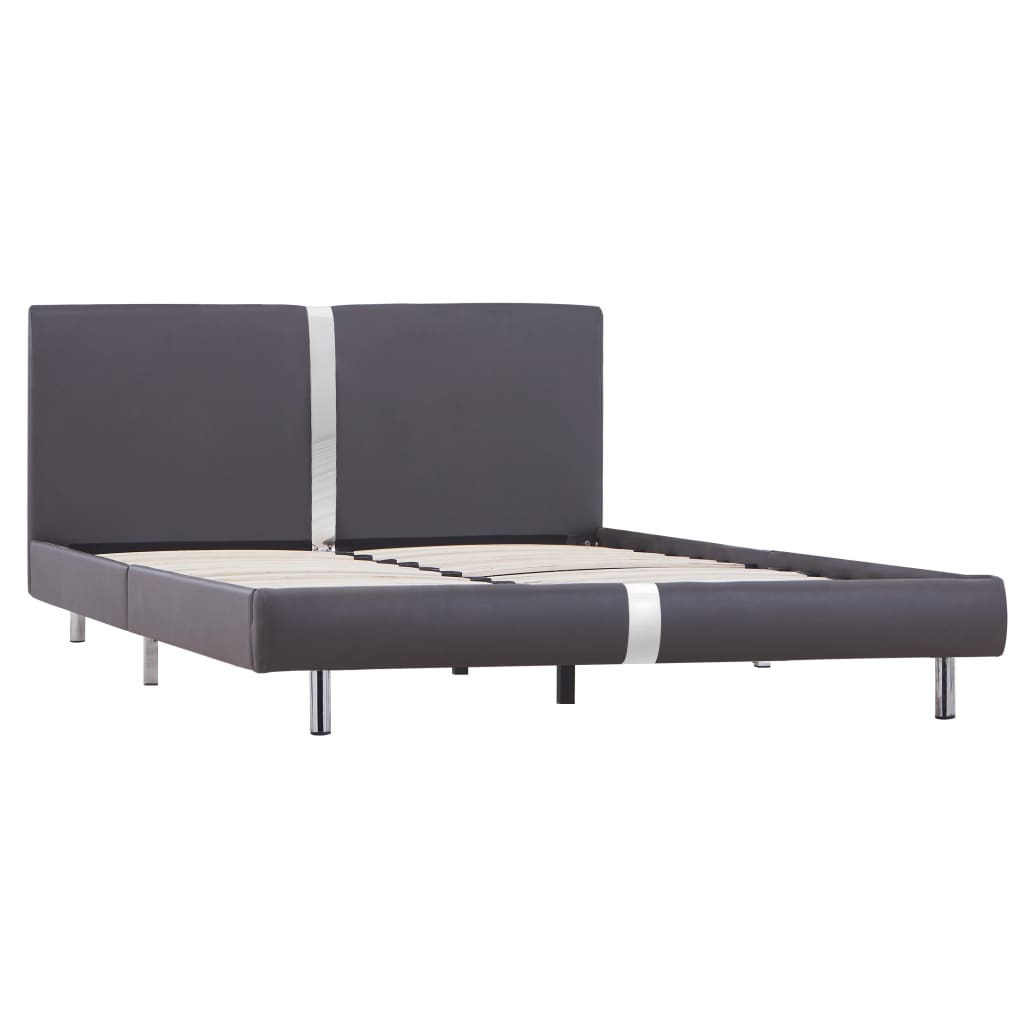 vidaXL Estrutura de cama 140x200 cm couro artificial cinzento