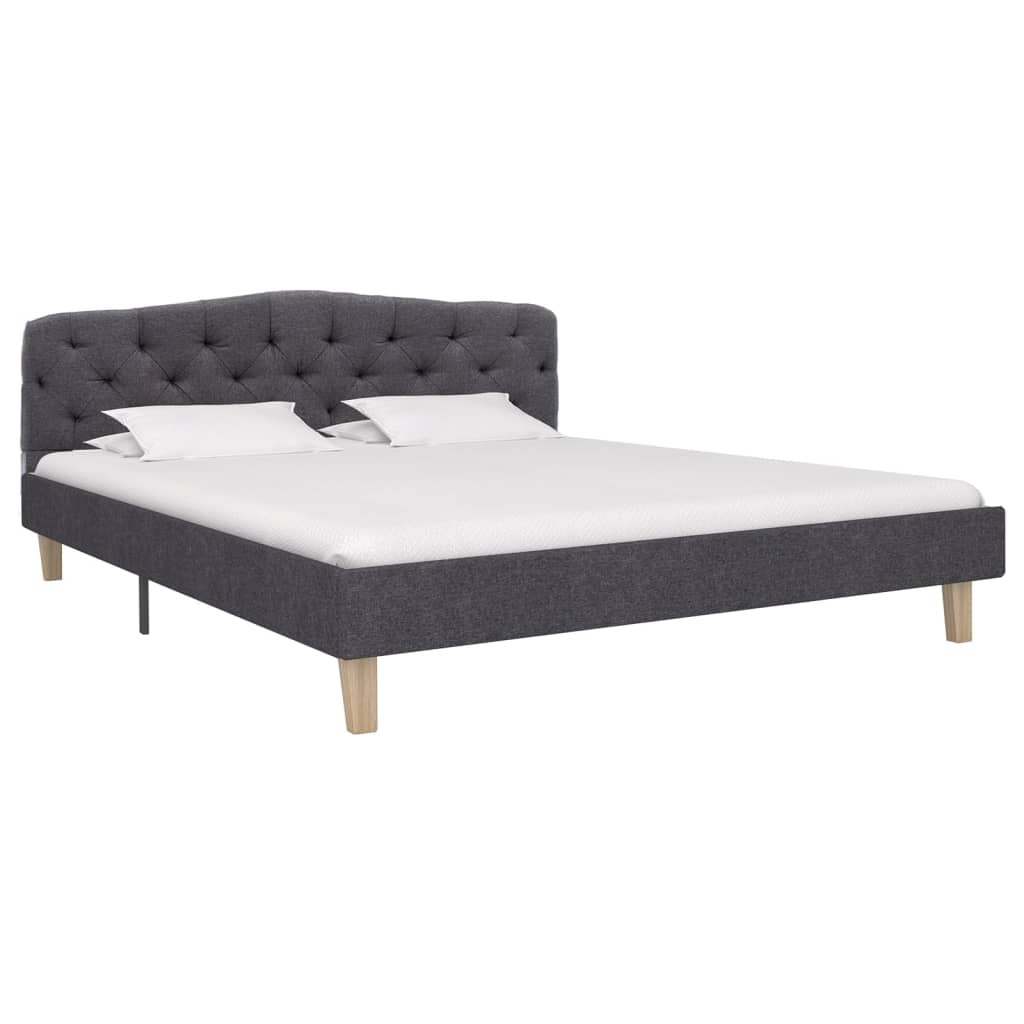 vidaXL Estrutura de cama 140x200 cm tecido cinzento-escuro