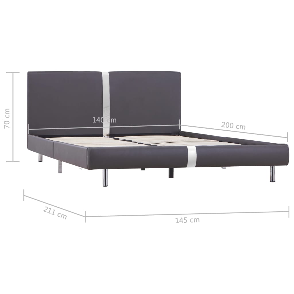 vidaXL Estrutura de cama 140x200 cm couro artificial cinzento