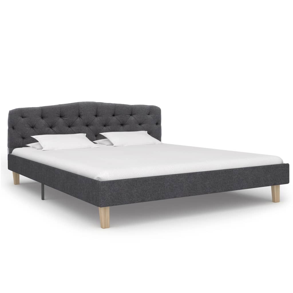 vidaXL Estrutura de cama 140x200 cm tecido cinzento-escuro