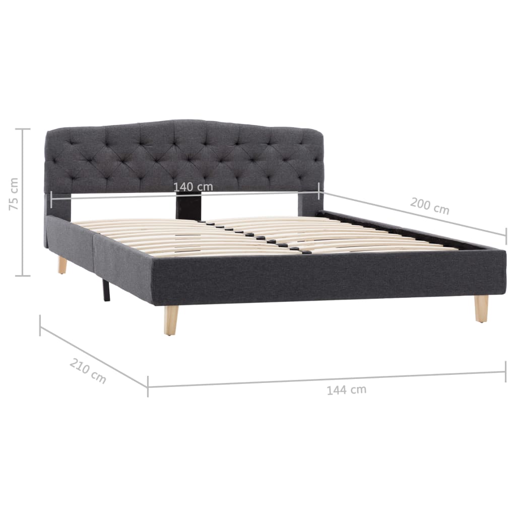 vidaXL Estrutura de cama 140x200 cm tecido cinzento-escuro