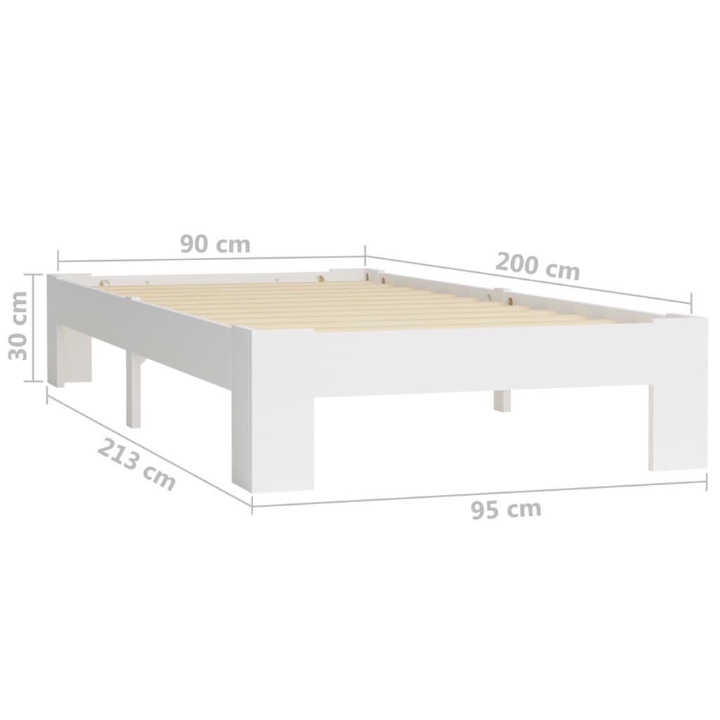 vidaXL Estrutura de cama 90x200 cm pinho maciço branco