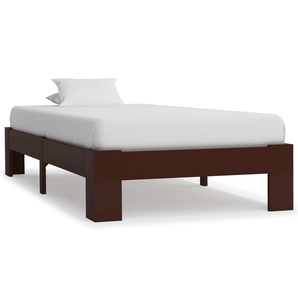 vidaXL Estrutura de cama 100x200 cm pinho maciço castanho-escuro