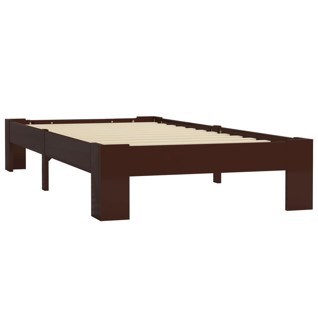 vidaXL Estrutura de cama 100x200 cm pinho maciço castanho-escuro