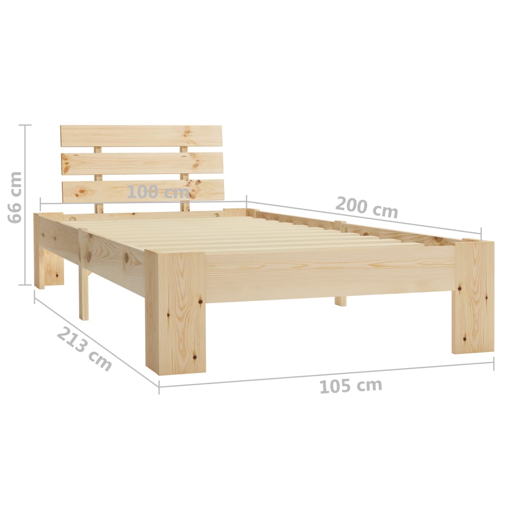 vidaXL Estrutura de cama 100x200 cm pinho maciço