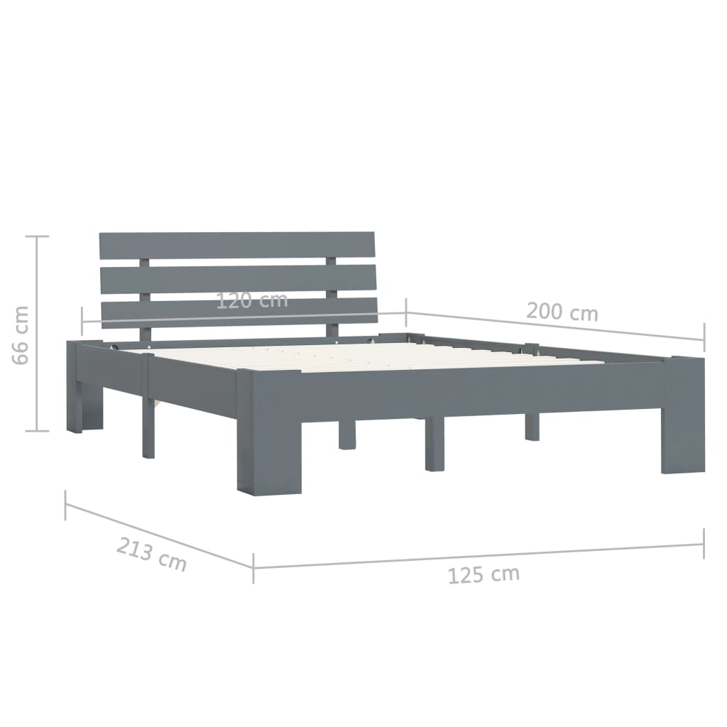 vidaXL Estrutura de cama 120x200 cm pinho maciço cinzento