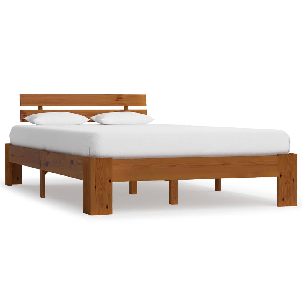 vidaXL Estrutura de cama 120x200 cm pinho maciço castanho mel