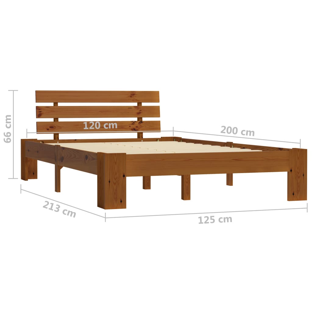 vidaXL Estrutura de cama 120x200 cm pinho maciço castanho mel