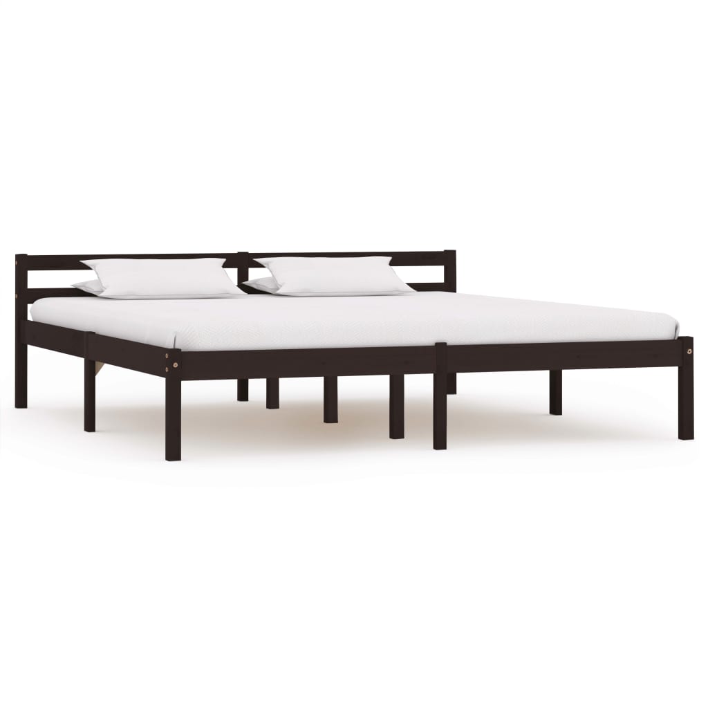 vidaXL Estrutura de cama 160x200 cm pinho maciço castanho-escuro