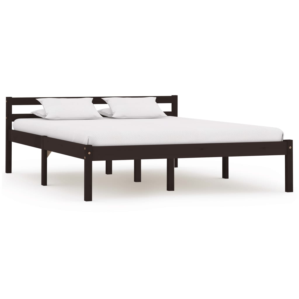 vidaXL Estrutura de cama 120x200 cm pinho maciço castanho-escuro