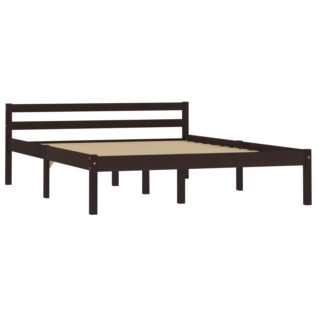 vidaXL Estrutura de cama 120x200 cm pinho maciço castanho-escuro