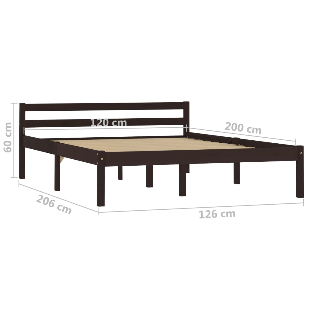 vidaXL Estrutura de cama 120x200 cm pinho maciço castanho-escuro