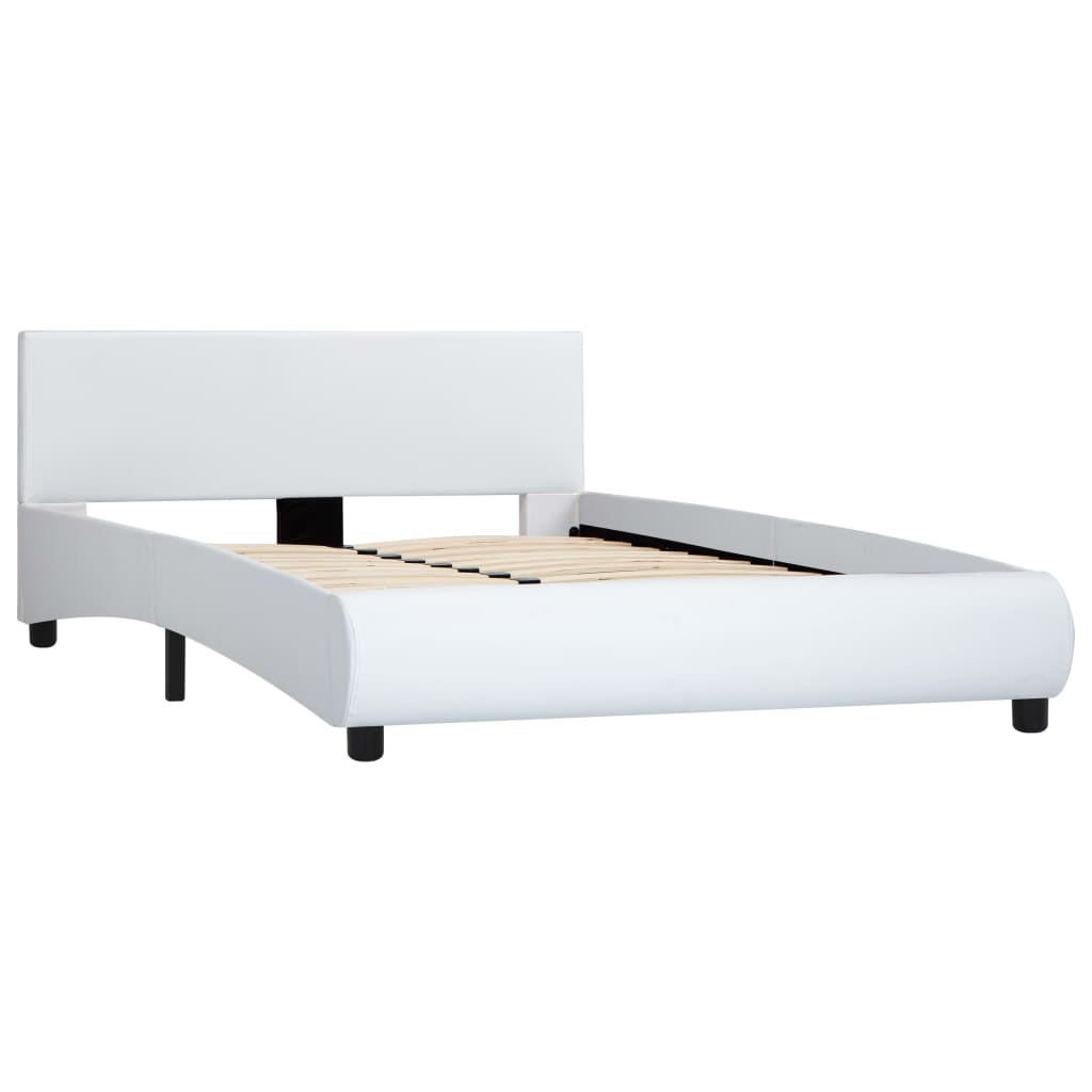 vidaXL Estrutura de cama 120x200 cm couro artificial branco