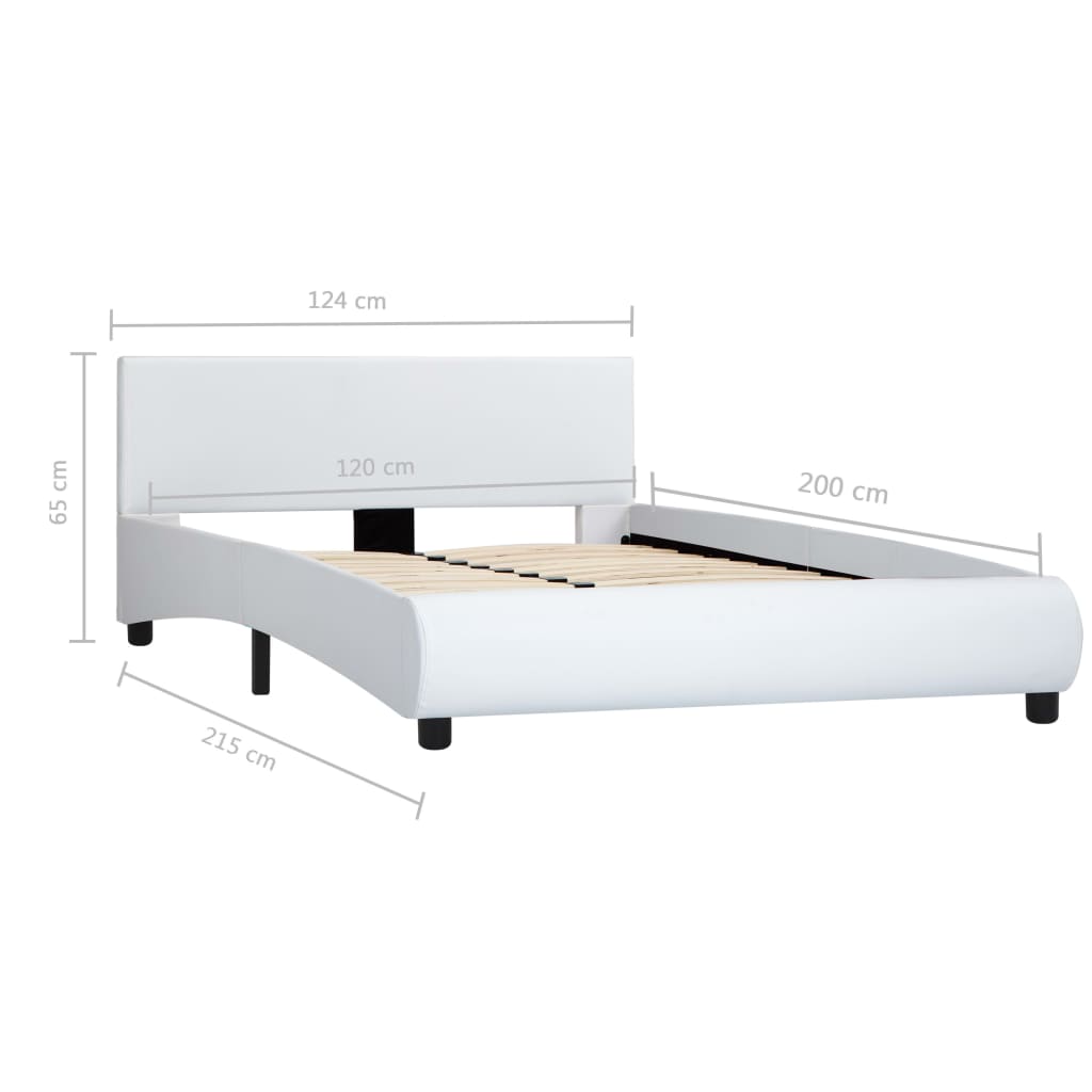 vidaXL Estrutura de cama 120x200 cm couro artificial branco