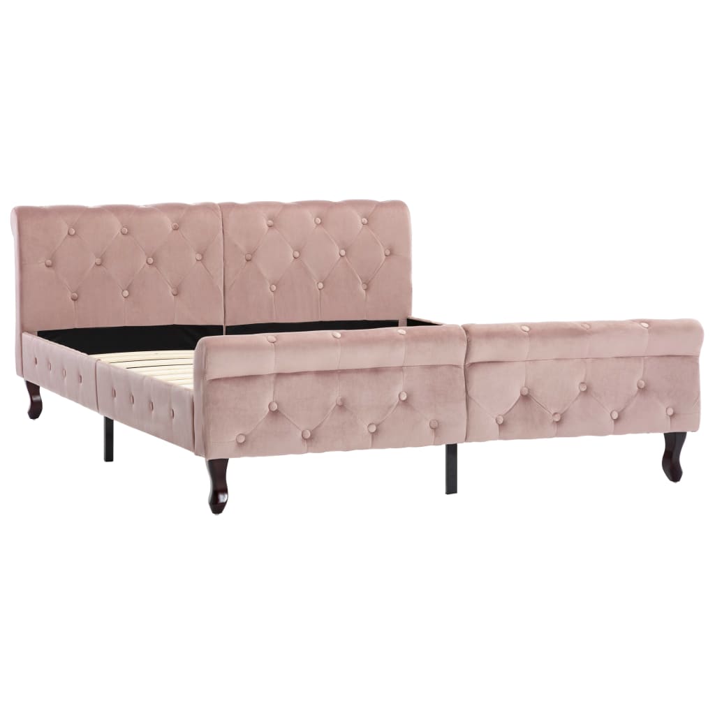 vidaXL Estrutura de cama 140x200 cm veludo cor-de-rosa