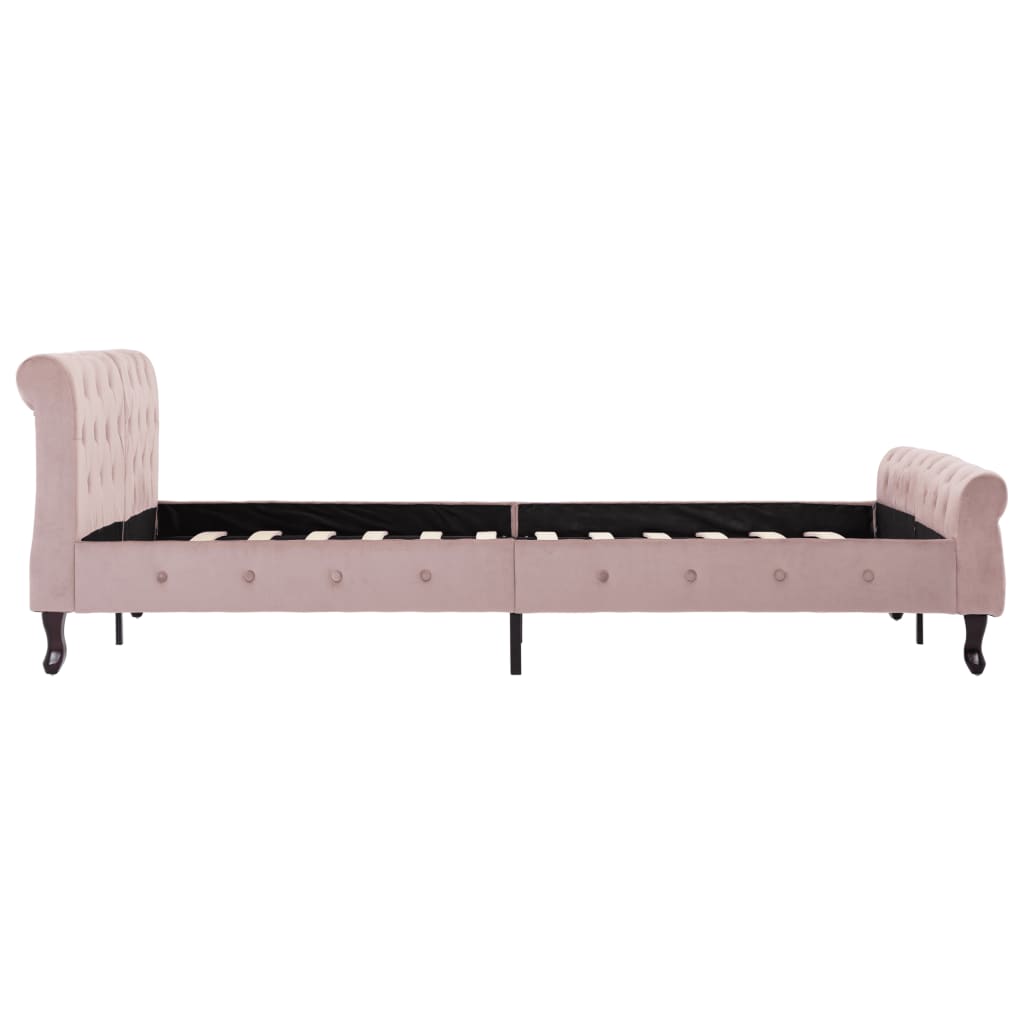 vidaXL Estrutura de cama 140x200 cm veludo cor-de-rosa