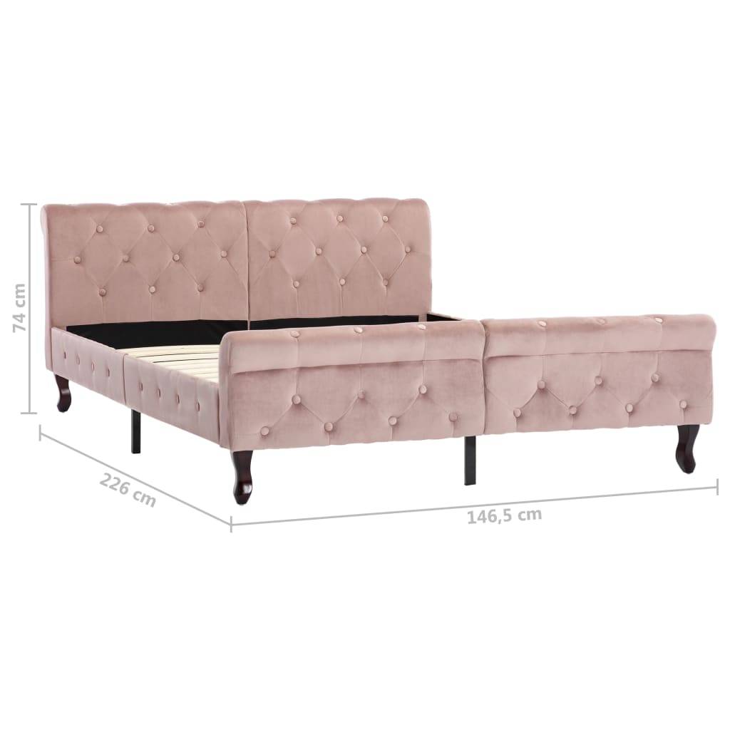 vidaXL Estrutura de cama 140x200 cm veludo cor-de-rosa