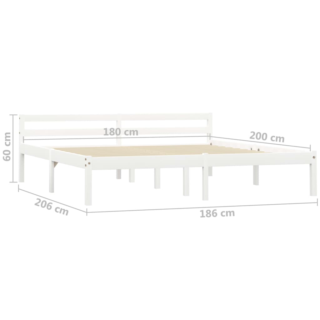 vidaXL Estrutura de cama 180x200 cm pinho maciço branco