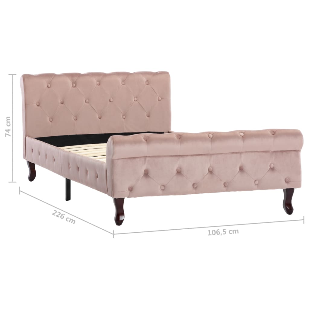 vidaXL Estrutura de cama 100x200 cm veludo cor-de-rosa