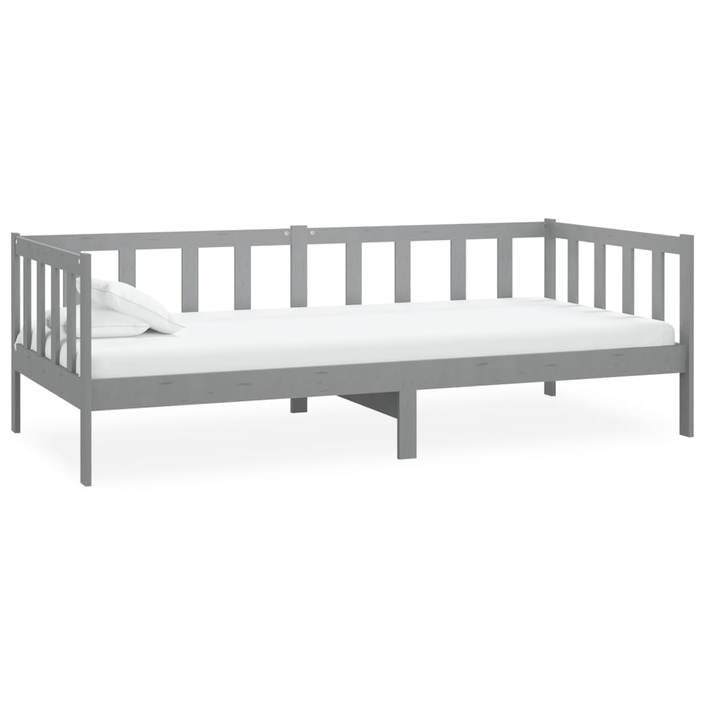 vidaXL Sofá-cama com colchão 90x200 cm pinho maciço cinzento