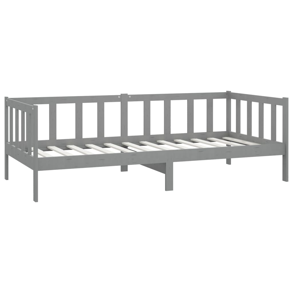 vidaXL Sofá-cama com colchão 90x200 cm pinho maciço cinzento