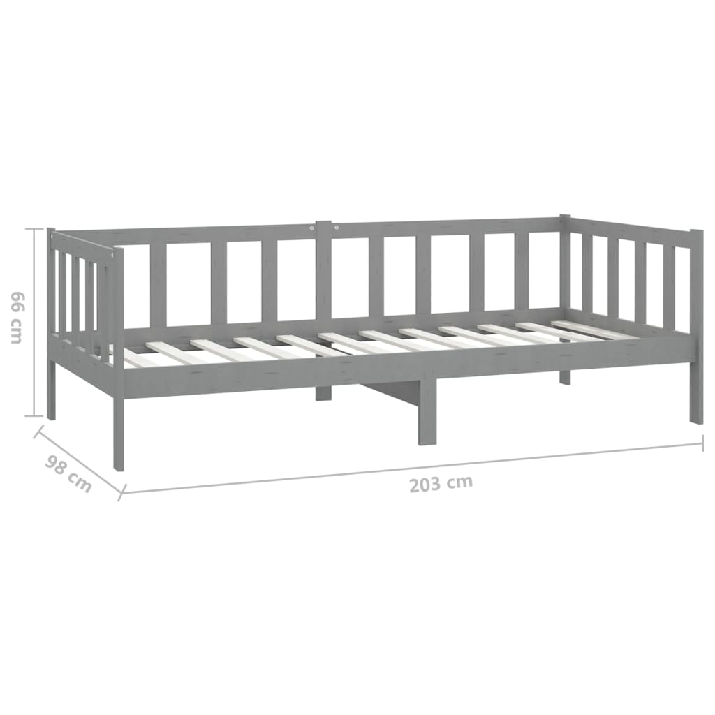 vidaXL Sofá-cama com colchão 90x200 cm pinho maciço cinzento