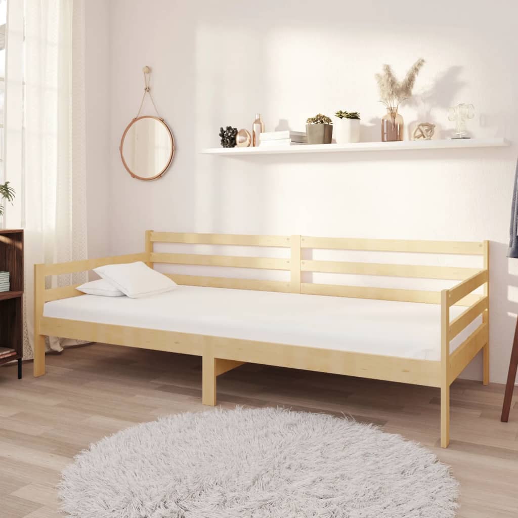 vidaXL Sofá-cama com colchão 90x200 cm pinho maciço