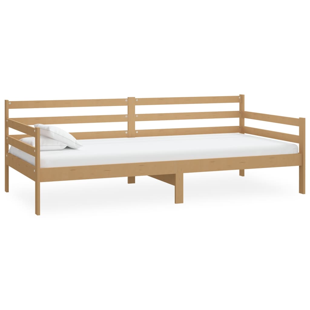 vidaXL Sofá-cama com colchão 90x200 cm pinho maciço castanho mel